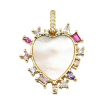 HEART WITH WHITE SHELL AND CRYSTAL