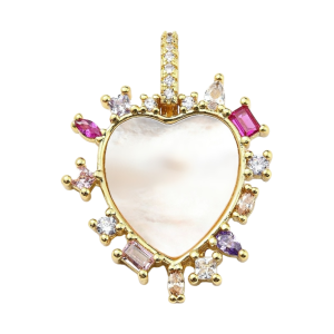 HEART WITH WHITE SHELL AND CRYSTAL